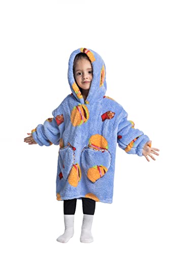 EastElegant Manta con Capucha para niños de 2 a 6 años de Forro Polar Sherpa de Gran tamaño con Bolsillos Hamburgo Cover