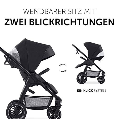 Image of Hauck Saturn R Duoset 2 in 1 Pram Stroller with Carrycot, Melange Black