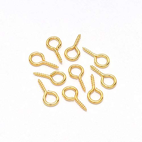 200pcs Gold Small Tiny Mini Screw Eye Pins Hooks Eyelets Screw Threaded for Jewelry Making Findings DIY Crafts,5 Sizes (Gold, 4.5mm*10mm(0.18inch*0.39inch))