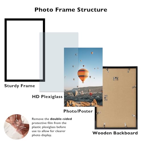 Image of JCJMY 12x20 Picture Frame Black for Poster Photo Picture, Horizontal and Vertical Formats for Wall Hanging, 12 x 20 Wall Gallery Poster Photo Frame for 12 by 20 Photos Posters, Black