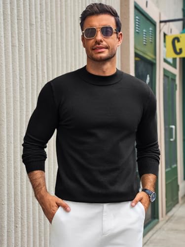 Runcati Mens Mock Turtleneck Pullover Slim Fit Casual Basic Thermal Knit Sweater Lightweight Long Sleeve Pullover Tee3