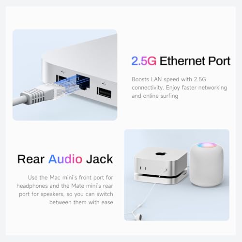 Image of Mate Mini-A 80Gbps Thunderbolt 5 Mac mini M4 Dock & Stand, Dual PCIex2 SSD Slot, Max 16TB Expansion, PD3.0 Port, SD4.0 Card Reader, 2.5G LAN, 2*USB A 10Gbps for Laptops /Desktop PC /Mini PC