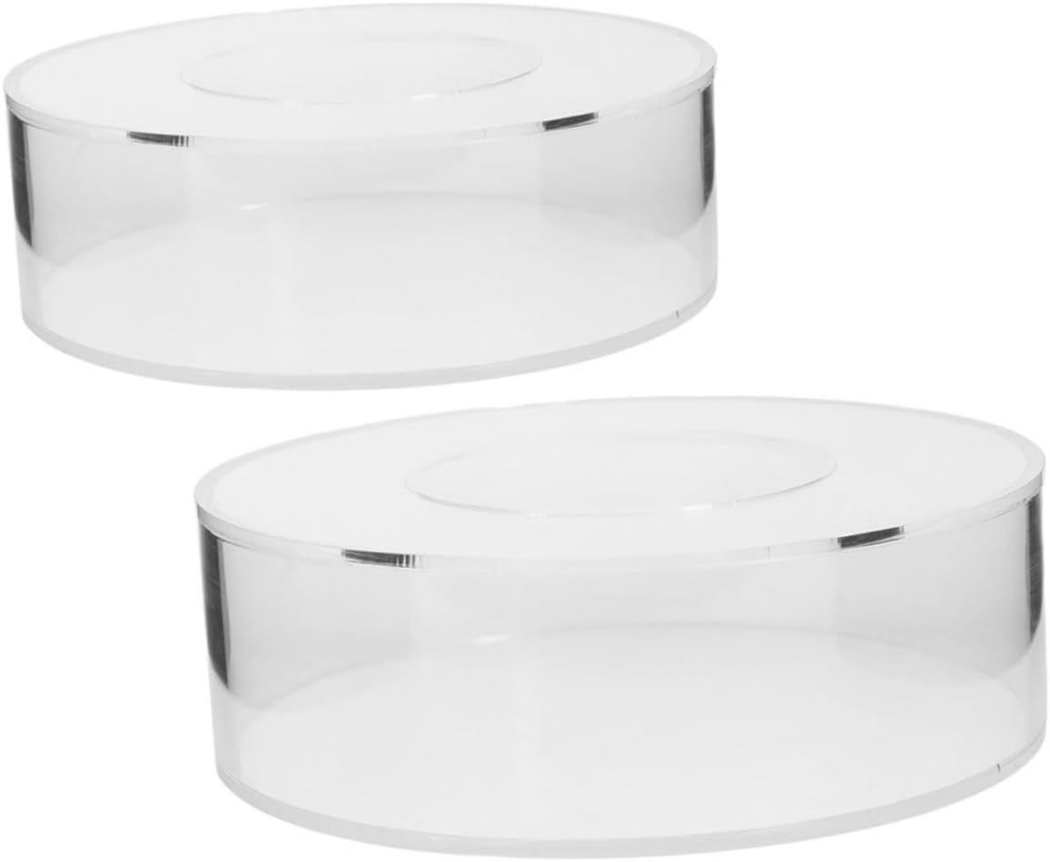 NUOBESTY 2Pcs Transparent Round Acrylic Cake Stand Fillable Display Holder for Cupcakes Desserts Snacks Lightweight Food Display Rack for Weddings Birthdays Tea Parties Banquets