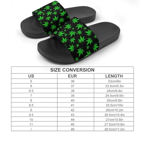 Cannabis Leaf Green Slides Shoes Man Woman Slide Sandals Hawaiian Thick Sole Slippers Bathroom Non Slip Slip on Shoes Flat Slides2