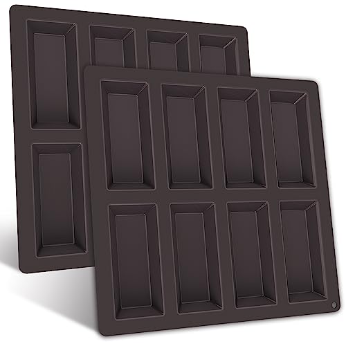 Webake Financier Cake Pan, 8 Cavity Silicone Financier Mold Non Stick Muffin Pan For Biscuits Cookies Bakeware For Oven Baking (2 Pcs)