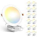 Amico 12 Pack 7 Inch 5CCT Ultra-Thin LED Recessed Can/Ceiling Light with Junction Box, 1300LM High Brightness, Dimmable Wafer Downlight, 15W, ETL&FCC