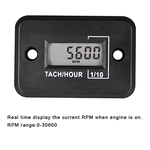 Digital RPM Meter Tach Hour Meter Tachometer Used for Small Gasoline Engines Chainsaw Lawn Mower Generator Motorcycle ATV Marine Snowmobile(1P1R)
