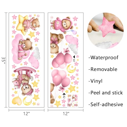 Vinilos decorativos Mfault Pink Baby Bear 35x12 pulg miniatura 2