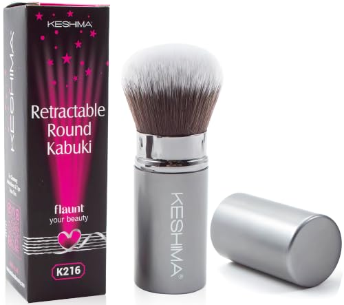 Round Top Retractable Kabuki Foundation Brush by Keshima