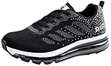 smarten Sportschuhe Herren Damen Laufschuhe Unisex Turnschuhe Air Atmungsaktiv Running Schuhe mit Luftpolster Black White 41 EU