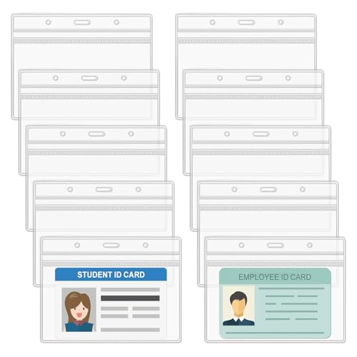 Xyvor 100 Piezas Funda Tarjeta Identificación, 95x80 mm Porta Tarjetas Identificativas, PVC Fundas de Tarjetas de Identificación, Impermeables y Resellables, para Escuela Oficina Exposición
