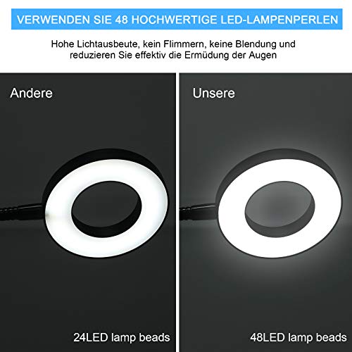 Anpro LED Klemmleuchte Schwanenhals Klemmleuchte, Clip Tischlampe 3 Modi & 10 Dimmstufen für Bett Schreibtisch Büro… – Bild 5