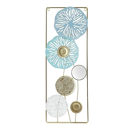 BuyWeek Decoración De Arte De Pared De Metal, Adorno De Escultura De Pared De Metal Elegante Decoración De Espejo para Colgar En La Pared para Sala De Estar Dormitorio Oficina