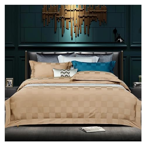 Sábanas De Algodón Puro De 600 Hilos, Juegos De Sábanas De Tejido Satinado, Ropa De Cama para Todas Las Estaciones, Colchas Transpirables Y Agradables para La Piel (Brown King)