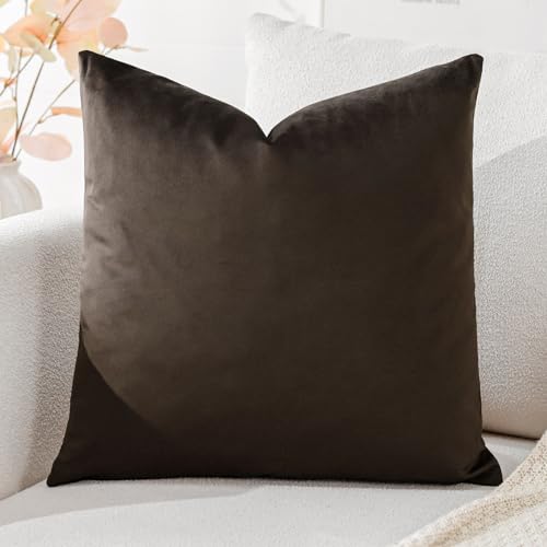 Artscope Housse de Coussin en Velours Décoratif Canapé Taie d'oreiller Super Doux Decoration Maison Salon Chambre pour Canapé 45x45cm Chocolat Brun