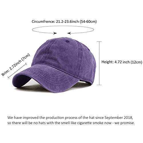 Image of HH HOFNEN Baseball Cap Washed Cotton Unstructured Vintage Hat for Men Women | Unisex Sports Ball Caps Sun Protection Adjustable Outdoor Curved-Brim Dad Hat Classic Plain Cap