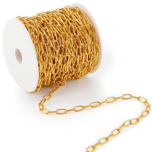 Hicarer 164 Feet #3 Hobby and Craft Sash Chain, Brass Plated, 5 Lbs Load