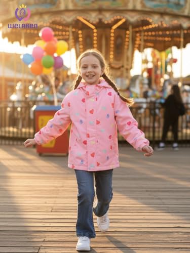 Image of WELAKEN Fleece lined Jackets with Water-Resistance Frabic for Kid's & Toddler II Girl's Rain Jacket & coats