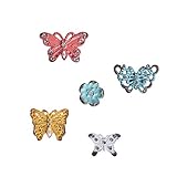NIKKY HOME Pewter Decorative Shabby Chic Butterfly and Flower Magnets Stickers for Fridge Set of 5