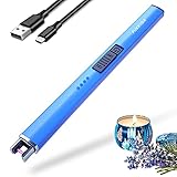 Electric Candle Lighter Plasma Arc Lighters Windproof & Flameless with USB Rechargeable Battery Double Safety Switch (Sapphire Blue)