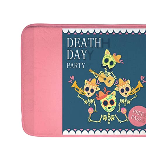 Image of Halloween Printed Doormat Decor Front Door Carpet Area Rug Pink Skull Head