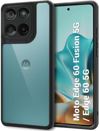 Image of VONZEE Clear Back Case Cover for Motorola Moto Edge 60 Fusion 5G | Shockproof Design | Hard Back Cover Case for Motorola Moto Edge 60 Fusion 5G (PC & TPU, Black)