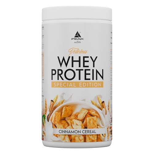 PEAK Delicious Whey Protein - Special Edition - 450g Geschmack Cinnamon Cereal I 15 Portionen I Pulver I ohne Zuckerzusatz I reich an BCAAs & EAAs I zum Muskelaufbau I mit Verdauungsenzym Laktase