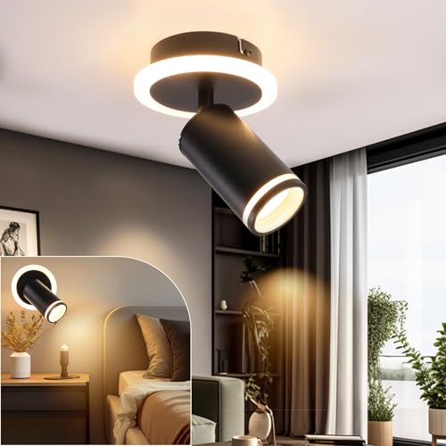 Spot de plafond orientable 350° plafonnier de salon noir avec ampoule GU10