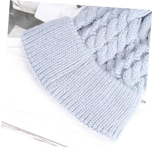 Winter Knit Hat with Double Hairball Design Adorable Crochet Beanie for Boys and Warm Grey Twisted Knit Cap for Cold Weather Soft Comfortable Durable3