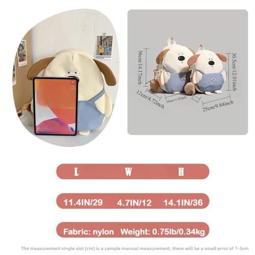 Kawaii Puppy Backpack with Cartoon Charm for Women Cute Large Capacity Ainmal Dog Bag for Travel Outdoor (White,Medium)4