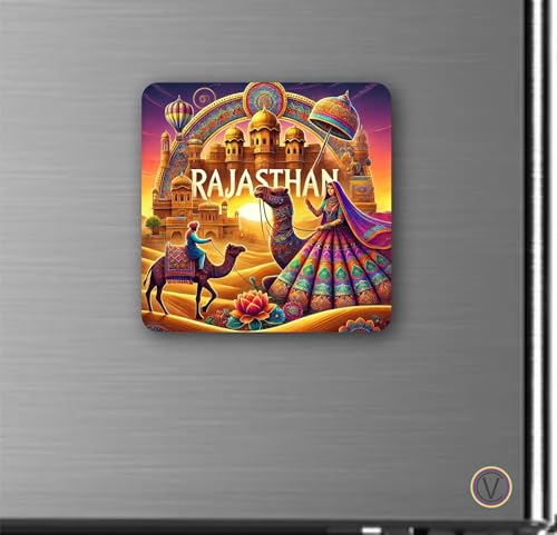 Image of Rajasthan Textured Finish Acrylic Fridge Magnet-UV Texture Printed, Stylish Multicolor Magnet for Fridge, Wardrobe & Metal Surfaces, Pack of 1 (Rajasthan 2)