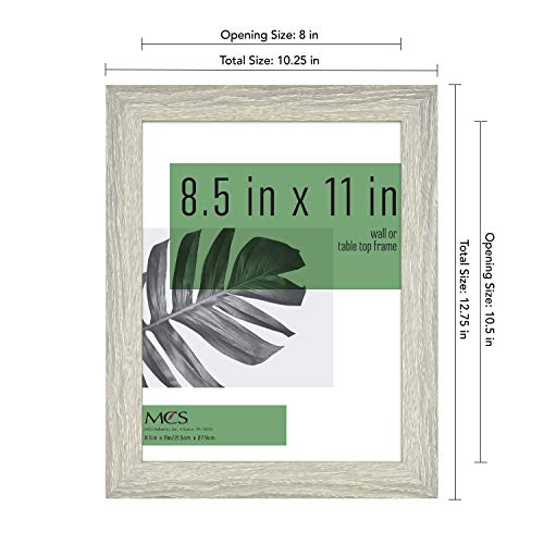 MCS Studio Gallery 8.5x11 Picture Frame Gray Woodgrain, Rectangle Photo Frame for Photos, Posters & Art Prints & Easel for Tapletop Display (4-Pack)