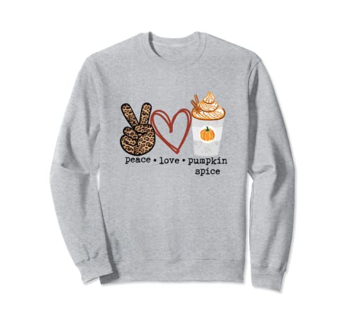 Peace Love Pumpkin Spice Leopard Stampa Grafica Ringraziamento Felpa
