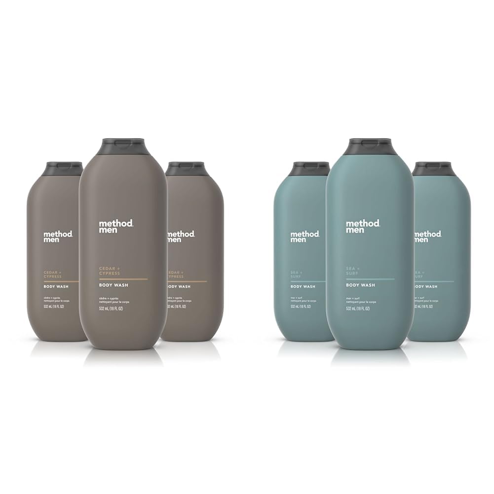 Method Men Body Wash Cedar Cypress Paraben and Phthalate Free 18 FL Oz Men Body Wash Sea Surf