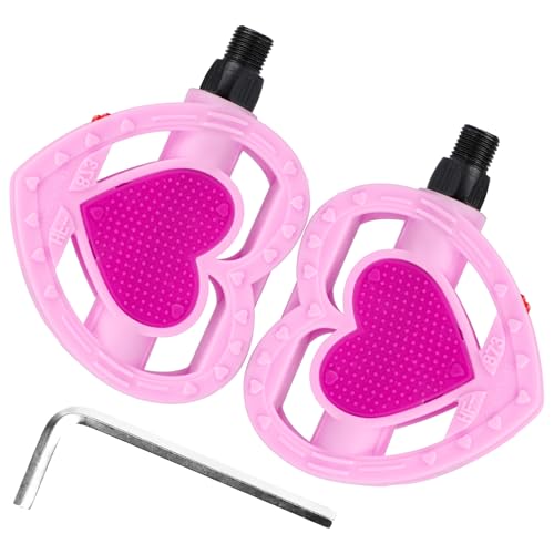 WEEROCK Kid Bike Pedal 1/2 Child Pink Pedals for 12 14 16 20 Inch One-Piece Crank Girls Bike Youth Bicycles Light Pink