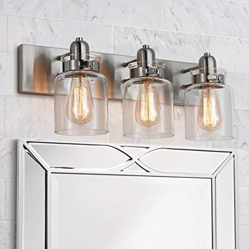 Bestier Modern Brushed Nickel 3-Light Bath Bathroom Vanity Wall Mounted Light Wall Sconce 3 E26 LED Bulbs Required Length 21.7 inch Width 7 inch Height 8.3 inch