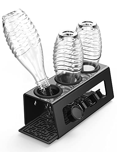 Padwa Lifestyle Porte Bouteille pour SodaStreamen 3 Pack en plexiglas, Porte Bouteille avec égouttoir Porte Goutte Haut de Gamme pour Bouteilles Sodastream Crystal Easy Fuse Emil(Noir) Cover