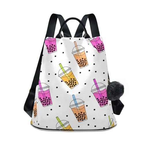 Sac à dos motif thé aux perles dessin animé pour femme antivol