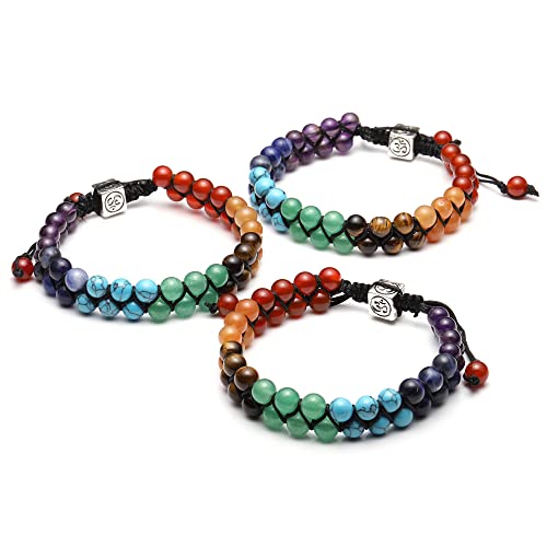 JSDDE Natural Crystals Bracelet Womens 7 Chakra Crystal Stone Rope Braided Gemstone Bracelets
