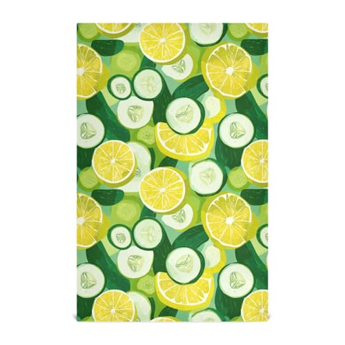 siphylline Summer Cucumber Lemon White Soft Kitchen Towels Terry Cloth