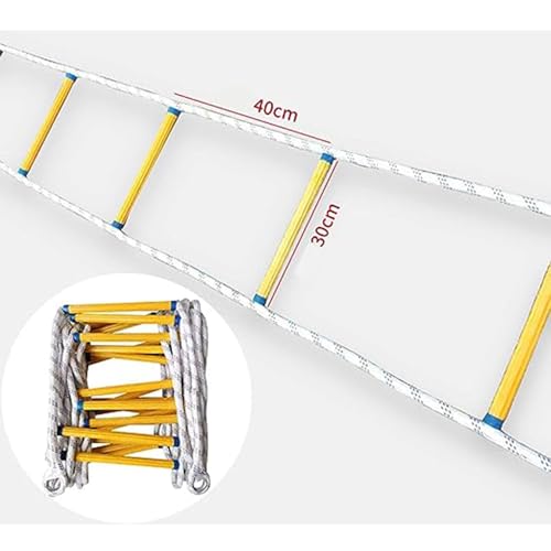 Generico Scala di Corda di Emergenza con moschettoni Resistenti, pioli robusti per Una Fuga sicura dalle finestre, Ideale per Case a Due Piani, Dispositivo di Sicurezza Portatile e affidabile.