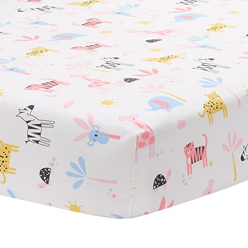 Image of Lambs & Ivy Snuggle Jungle Pastel Safari Cotton Jersey Baby Fitted Crib Sheet