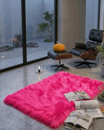 Image of Prokart Soft Faux Fur Fabric Cloth - 60 Inch Wide Pana | Fur Fabric Decorative Cloth for Crafting Soft Toys, Fancy Dress, Baby Photoshoot, Wedding Mandap & Party Decor (Dark Pink, 3 Mtr)