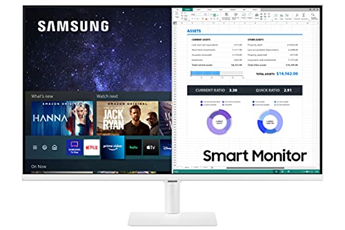 Samsung Monitor Smart M5 (S32Am503), Flat 32', 1920X1080 (Full Hd), Piattaforma Smart Tv (Amazon Video, Netflix), Wireless Dex, Casse Integrate, Wifi, Hdmi, Bianco, ‎20.35 x 28.19 x 7.62 cm; 6.2 Kg