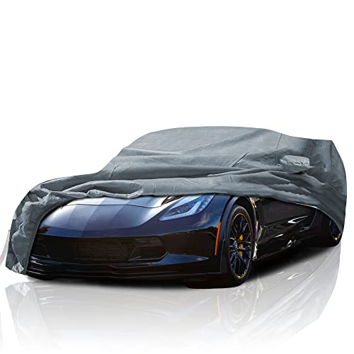 5 Layer Custom Fit Car Cover for 2014-2019 Chevrolet Corvette C7 Durable Dustproof Full Coverage Windproof with Mirror Pockets