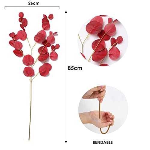 Image of Decor & More 4 PCS Artificial Flowers Bunch - Realistic Silk Eucalyptus Long Stem Bouquet for Vase | Artificial Flower for Decoration | Artificial Flower Bunch for Home, Wedding & Party Decor
