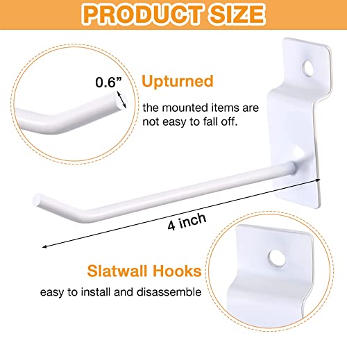 100 Pack Slatwall Hooks 4 Inch Slatwall Accessories Slatwall Panel Hooks Slat Wall Hanging Hooks Slat Board Hooks Slat Hangers Pegboard Gridwall Hook Display Hook For Retail Garage Organization, White #TOP1