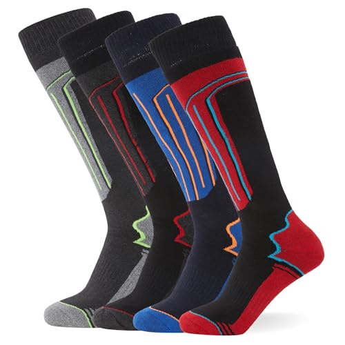 Calcetines térmicos de esquí FM London paquete de 4 para hombre y mujer - Ajuste ergonómico para máxima comodidad durante la actividad, 39-45