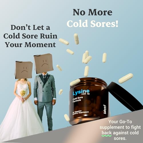 Image of Lysine Cold Sore Treatment for Lips with VIT C - Supercharged Lysine 1000mg Capsules & Cold Sore Relief Blend with Chaga, Bee Propolis, Zinc & Licorice Root for Skin, Gut Health & Immune Support