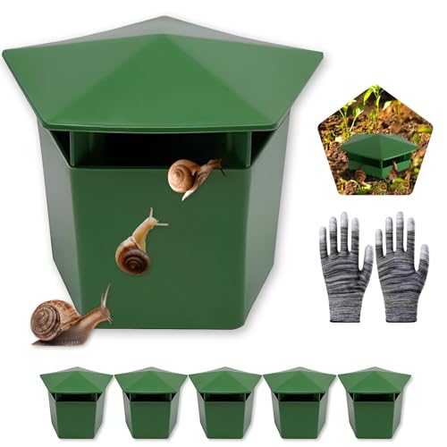 Lot de 5 pièges à limaces et escargots pour le jardin - En plastique réutilisable - Avec gants